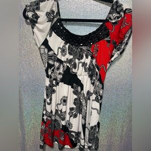 Stylish Red and Black Women's Top